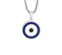 Générique Colliers pour femmes, colliers décontractés Evil Blue Eye pour hommes, pendentif rond avec chaîne de boîte, cadeaux de col turc ethnique Jewels