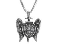 Générique Colliers pour femmes, Épée et Bouclier de chevalier Ailes d’archange pendentif collier Croix chrétienne pour hommes Cadeau religieux vintage