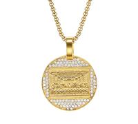 Générique Colliers pour femmes, pendentif du dernier souper, doré bling, collier rond de zircon, cadeau de la fête des pères, bijoux hip-hop