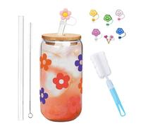 Générique Color Changing Christmas Cup, Christmas Cups, Glass Tumbler with Straw and Lid, Matcha Mug, Glassware Sets, Reusable Travel Mug for Coffee, Smoothie, Cocktail (C,500ML)