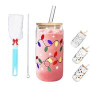 Générique Color Changing Christmas Cup, Cute Glass Reusable Travel Mug for Iced Coffee Cold Water, Party Decorations Xmas Women Mom Her (#A,500 ml)