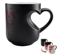 Générique Color Changing Coffee Mugs - Ceramic Hot Chocolate Cup, Heart-Shaped Magic Mug, Fun Color-Changing Ceramic Cup | Heart Handle Changing Mug For Women Teens Kids Family Workplace Home