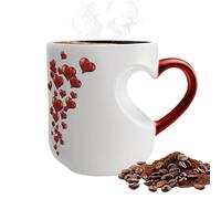 Générique Color Changing Mug - 325ml Heart Shape Beverage Containeer,Ceramic Drink Mug with Handle,for Couplses Home Kitchen Travel Work Break Morning Evening Partys