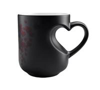 Générique Color Changing Mug - Heart Shape Ceramic Coffee Cup 325ml | Heat Reactive Magic Design With Handle Surprise Pattern, Ideal For Couples Romantic Gift Home Kitchen Office Use