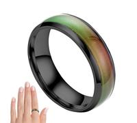 Générique Color Changing Rings For Girls,Women's Rings With Temperature Embossing Ring | Stainless Steel Color Changing Heart Ring Wedding Band Promise