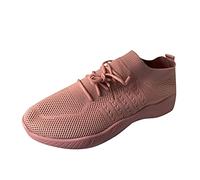 Générique Color Lace-Up Fashion Flying Tricotted Women's Platform Solid Large Size Baskets pour Femmes Femme Botte Neige (Pink, 40) Basket Noir Chaussure Marche Confortable Souple Blanche Cuir Rouges