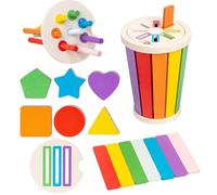 Générique Color Sorting Toys, Geometric Matching Blocks, Colorful Wooden Puzzle Blocks Educational Toy for Early Learning Plaything for Shape Recognition and Creative Development for Preschool Ages