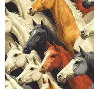 Générique Coloré Cheval Papier Peint Adhesif Animal Thème Motif Mural Film Décoratif Meuble Intissé Wallpaper Autocollant Imperméable Mat Stickers Collant pour Armoires Murs Salon Chambre 0.45X10 M