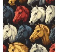 Générique Coloré Cheval Papier Peint Adhesif Animal Thème Motif Mural Film Décoratif Meuble Intissé Wallpaper Autocollant Imperméable Mat Stickers Collant pour Armoires Murs Salon Chambre 0.52X3 M