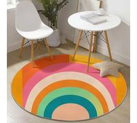 Générique Coloré Tapis Rond 120 cm Rond,Antidérapant Lavable en Machine pour Salon - Style Minimaliste Arches Colorées Courbes Tapis Thèmes Imprimé pour Salle à Manger Chambre