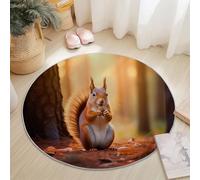 Générique Coloré Tapis Rond Doux Antidérapant Lavable - Écureuil Mignon De La Forêt Moderne Tapis de Sol Décoration - Convient pour Chambre à Coucher Entrée Salle à Manger 180 cm Rond