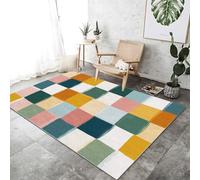 Générique Coloré Tapis Vintage pour Salon 180x240 cm, Mignon À Carreaux Tapis Lavables avec Dos Antidérapant, Carpette à Poils Courts pour Cuisine Salle à Manger Bureau et Chambre