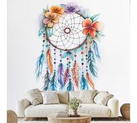 Générique Colorée Fleurs Attrape-Rêves Papier Peint Style Ethnique Plume Papier Adhesif Moderne Décoration Autocollant Mural 300x210 cm Poster Mural pour Chambre Salon