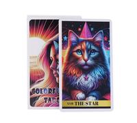 Générique Colorful Cat Tarot Deck, 78 Pieces Fortune Reading Cards, 10.3x6cm Illustrated Paper Set with English Guide, Cute Cat Oracle Cards with Vibrant Style, Divination Tools for Family Games