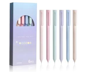 Générique Colorful Gel Pens, 6-Piece Retro Ink Pen Set with Smooth Writing Tip, Multicolor Water-Based Pens for School Notes, Office Journaling, Doodling, Study, Home Use
