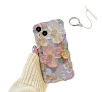 Générique Colorful Retro Oil Painting Print Phone Case,Colorful Retro Oil Painting Printed Flower Laser Glossy Pattern Case,Slim Shockproof Bumper Silicone for iPhone (for iPhone 12ProMax,Purple)