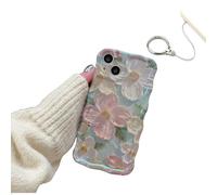 Générique Colorful Retro Oil Painting Print Phone Case,Colorful Retro Oil Painting Printed Flower Laser Glossy Pattern Case,Slim Shockproof Bumper Silicone for iPhone (for iPhone 16Plus,Green)