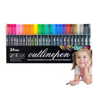 Générique Coloring graffiti pens - Outline Pens For Art,Coloring Pen| Double-Lines Doodle Outline Markers | Colorîng Pen, Stationery Highlighter Pêns For Crafts, Scrapbooks, Greeting Cards, Journals