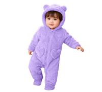 Générique Combinaison à Capuche Bébé en Peluche, Grenouillère Bébé Hiver Zippée à Manches Longues avec Oreilles d'ours Combinaison à Capuche Bébé en Peluche