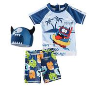 Générique Combinaison Anti UV Garcon, Maillot de Bain Trois pièces pour garçon bébé et Jeune Enfant avec Solaire et Motifs ludiques