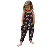 Générique Combinaison Bébé Fille Imprimé Halloween sans Manches Grenouillere Tenue Pantalon Vêtement Fête(Black, 5-6ans)