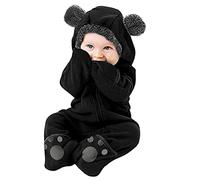 Générique Combinaison Bébé Hiver Polaire à Capuche, Manches Longues Ours Pilote de Neige (02 Noir, 0-3 Mois)