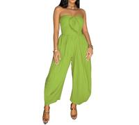 Générique Combinaison Bustier Femme avec nœud Papillon et Poches Jambe Large et Dos froncé Coupe Ample