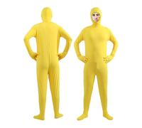 Générique Combinaison de couleur unie pour adultes et enfants, combinaison de peau pour costumes et arts du spectacle, tenue de jeu de rôle moulante unisexe (Yellow, XXL)