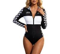 Générique Combinaison de Course pour Femme Costume de Pilote de Voiture de Course Cosplay Manches longues Col Roulé Vêtement Gainant pour Demi-Fermeture éclair pour Halloween Nuits Talladega Sexy