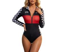 Générique Combinaison de Course pour Femme Costume de Pilote de Voiture de Course Cosplay Manches longues Col Roulé Vêtement Gainant pour Demi-Fermeture éclair pour Halloween Nuits Talladega Sexy