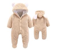 Générique Combinaison De Neige Bébé Enfant Barboteuse Hiver Body Bebe Garçon Chaude Doublée Imperméable Pilote Manteau Garcon Tout-Petits Chaud Animaux Combi Fille(Beige,0-3 mois)