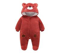 Générique Combinaison De Neige Bébé Enfant Nouveau-Né Ours Bande Dessinée Idéal Pour L’Hiver Manteau Fourrure Ski Bebe Body Fille Barboteuse Cadeau 0-24 Mois 1-2 ans (Rouge,6-9 mois)