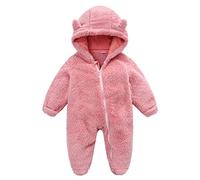 Générique Combinaison De Neige Bébé Fille Garçon Hiver Chaud Barboteuse Salopette Snowsuit avec Gants Doudoune Manteau Barboteuses À Capuche d'hiver pour Enfants Body 1 Mois (Rose,0-3 Mois)