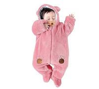 Générique Combinaison De Neige Bébé Footed Combinaisons Chaud Barboteuse Jumpsuit Costume Pour Nouveau-Né Garçon Fille Fleece Manteau À Capuche Hiver Bebe Body 9 Mois 24 (Rose,6-9 mois)