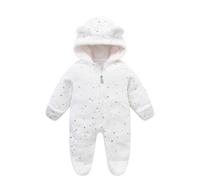Générique Combinaison De Neige Hiver Bebe À Capuche Épaissir Tenues Vêtements D'Extérieur Coupe-Vent Polaire Manteau Fille Body Naissance Manche Longue Barboteuse 1 Mois (Blanc,6-9 Mois)