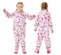 Générique Combinaison de Pluie Enfant Imperméable à Capuche Manteau Garçon Fille Veste Poncho Léger Animal Imprimé Rayure Réfléchissante Outdoor Imperméables