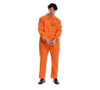Générique Combinaison de prisonnier personnalisée avec texte, combinaison orange de prisonnier pour homme, costume d'Halloween, uniforme de détenu, costume de cosplay, tenue de criminel pour adulte.