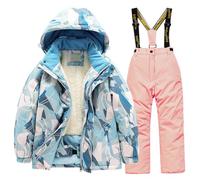 Générique Combinaison de Ski Enfants, Combinaison de Ski Hiver Chaud Neige Veste Étanche Neige pour garçons avec Capuche Doudoune Enfant Garcon Doudoune Manteau Pantalon Enfant 8 Ans 3-12 Ans