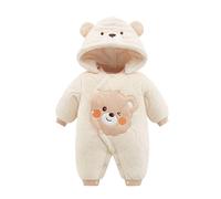 Générique Combinaison De Ski Filles Manches Longues Bébé Garçon Fille d'hiver Hiver Rembourré À Capuche Chaude Épaisse Barboteuse Coupe-Vent 3-18 Mois Enfant Body Bebe 24 1 (Beige,18-24 Mois)