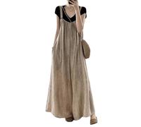 Générique Combinaison Décontractée Rétro-chic De Style Japonais, Design Confortable Et Léger, Combinaison Ample À Jambes Larges Pour Femme Avec Salopette (Abricot,3XL)