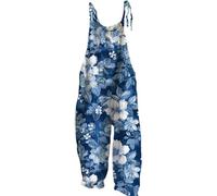 Générique Combinaison d'été décontractée pour Femme, Coupe Ample, Style bohème, Motif Floral, Jambes Larges Imprimé Décontractés Salopette Confortable Grande Taille avec Poches