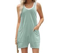 Générique Combinaison d'été décontractée pour femme, salopette courte ample sans manches, combinaison de maternité Lahloya, avec poches (light green,M)
