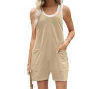 Générique Combinaison d'été décontractée pour femme, salopette courte ample sans manches, combinaison de maternité Lahloya, avec poches (khaki,M)