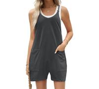 Générique Combinaison d'été décontractée pour femme, salopette courte ample sans manches, combinaison de maternité Lahloya, avec poches (dark grey,XXL)