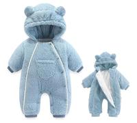 Générique Combinaison Doudoune Bebe Garcon Polaire Fleece Doublé Barboteuse Veste Étanche Coupe-Vent Couleur Unie 0-12 Mois Nouveau-Né Survêtement Playsuit