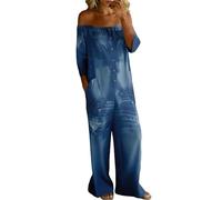 Générique Combinaison en Jean pour Femme, épaules dénudées et boutonnée sur Le Devant - Une pièce Unique, élégante et Flatteuse pour la Silhouette