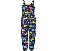 Générique Combinaison Enfant Bébé Fille Bretelles Été Dinosaure Requin Tenue Dos Nu avec Poches Âge 1-6 Ans(Navy, 2-3 Ans)
