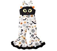 Générique Combinaison Enfant Fille Mariage Combinaison d'halloween pour bébé Fille,sans Manches,avec Bretelles et Bas évasés,Motif Citrouille