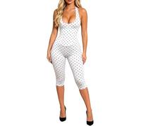 Générique Combinaison Femme 7/8 à Pois, Style Col Halter avec Taille Structurée, Coupe Moulante, Idéale pour le Loisir et les Sorties Urbaines