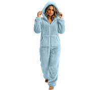 Générique Combinaison Femme à Capuche Fermeture Éclair Intégrale Poche Kangourou - Motif Uni Multi-Couleurs - Tissu Polaire Doux et Chaud pour Nuit et Maison S-5XL